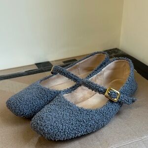 Women's Gray Faux-Shearling Mary Jane Moccasins